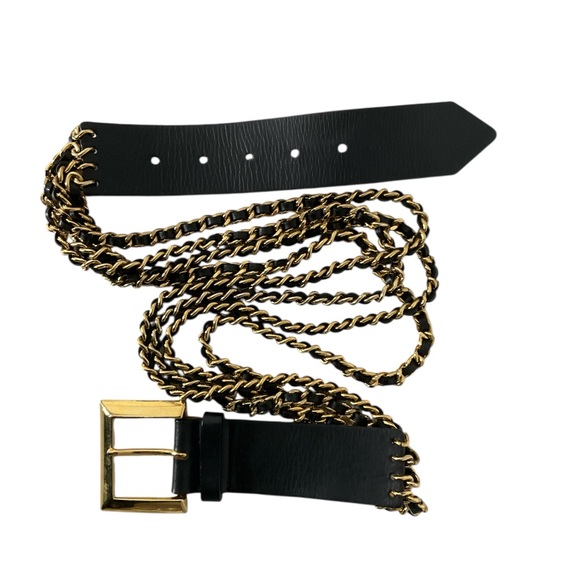 Vintage Streets Ahead Black and Gold Chain Belt made in USA